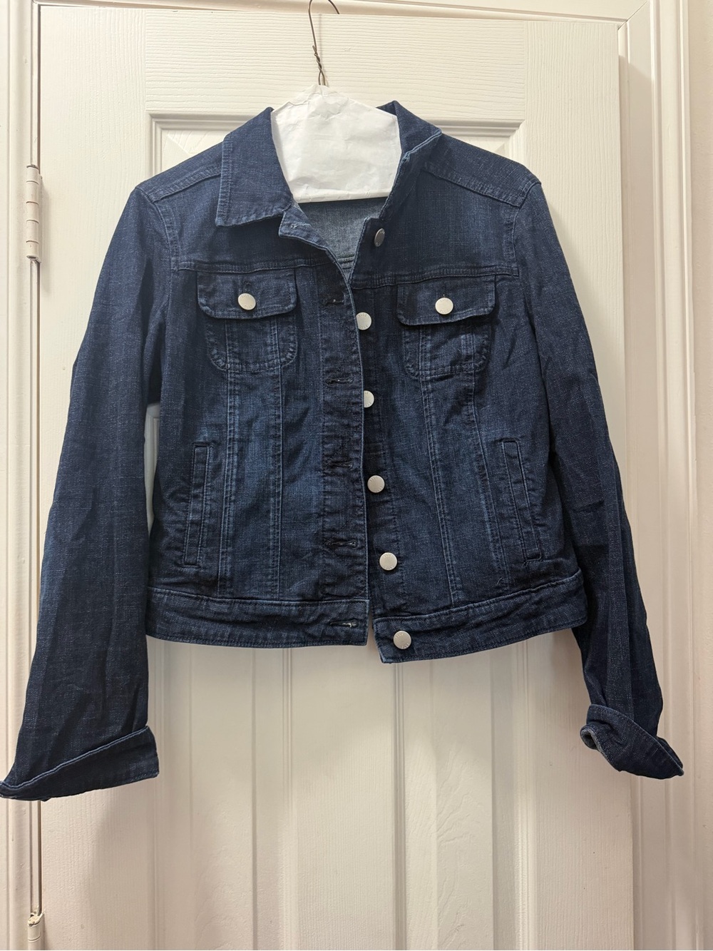 Elle Dark Blue Denim Jean Jacket - Women's Button-Front Trucker